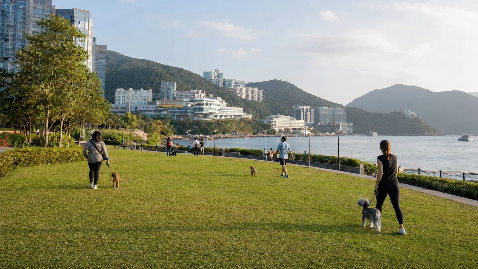Cyberport waterfront lawn where AFCD has hosted the Dog Adoption Carnival